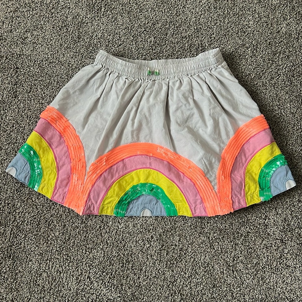 Mini Boden skirt. Rainbows made with sequins. Size 5-6Y.